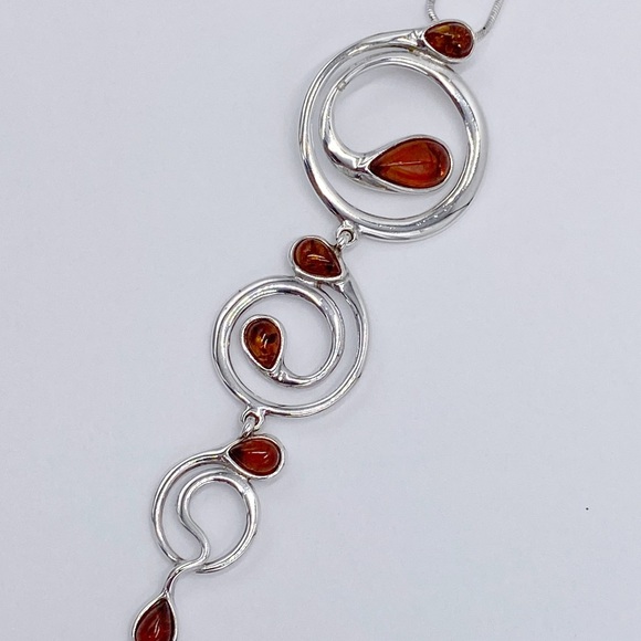 Amber Sterling Silver 925 Pendant Necklace - Picture 7 of 14